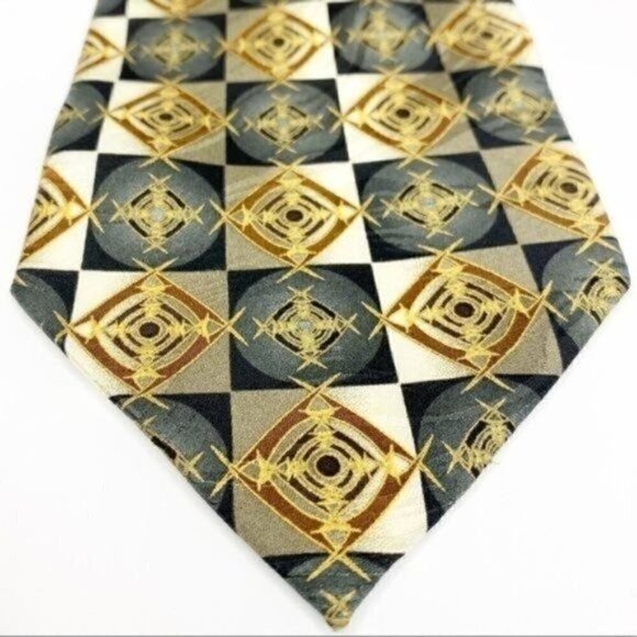 HANDMADE Geometric Silk Necktie - PEACOCK 100% Tie - Picture 3 of 8